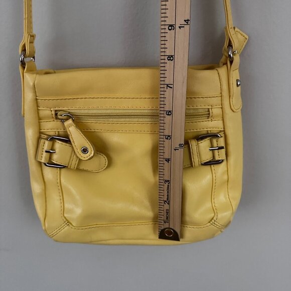 YELLOW CROSSBODY BAG, ,ULTIPLE POCKETS WITH ZIPPERS AND BUCKLE DETAILS - Picture 10 of 14